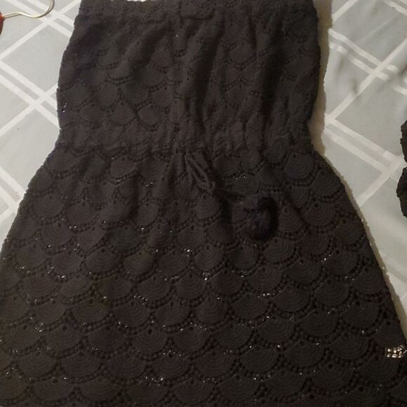MUD PIE CROCHE DRESS SIZE L BLACK - Picture 3 of 9